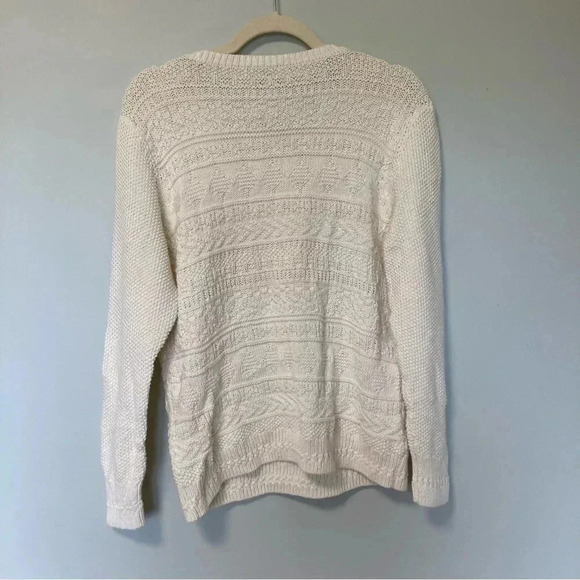 Talbots cream 100% cotton cable knit like  sweater - Picture 2 of 5
